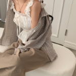 Винтажные широкие хлопковые брюки с заклёпками Vintage Stud Pocket Wide Cotton Pants