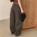 Винтажные широкие хлопковые брюки с заклёпками Vintage Stud Pocket Wide Cotton Pants