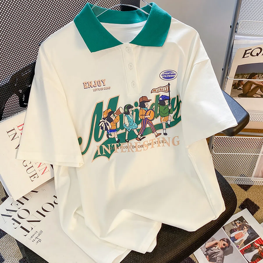 ENJOY Casual Collar Short Sleeve T-Shirt