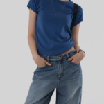 Свободный размер-Синий-Футболки