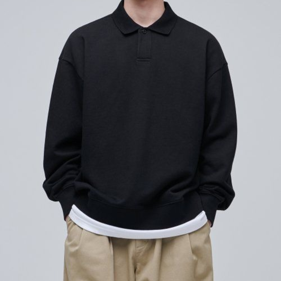 Musinsa Standard Oversized Collared Sweatshirt [Black]