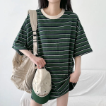 Wangboxy Oversized Color-Block Stripe T-Shirt