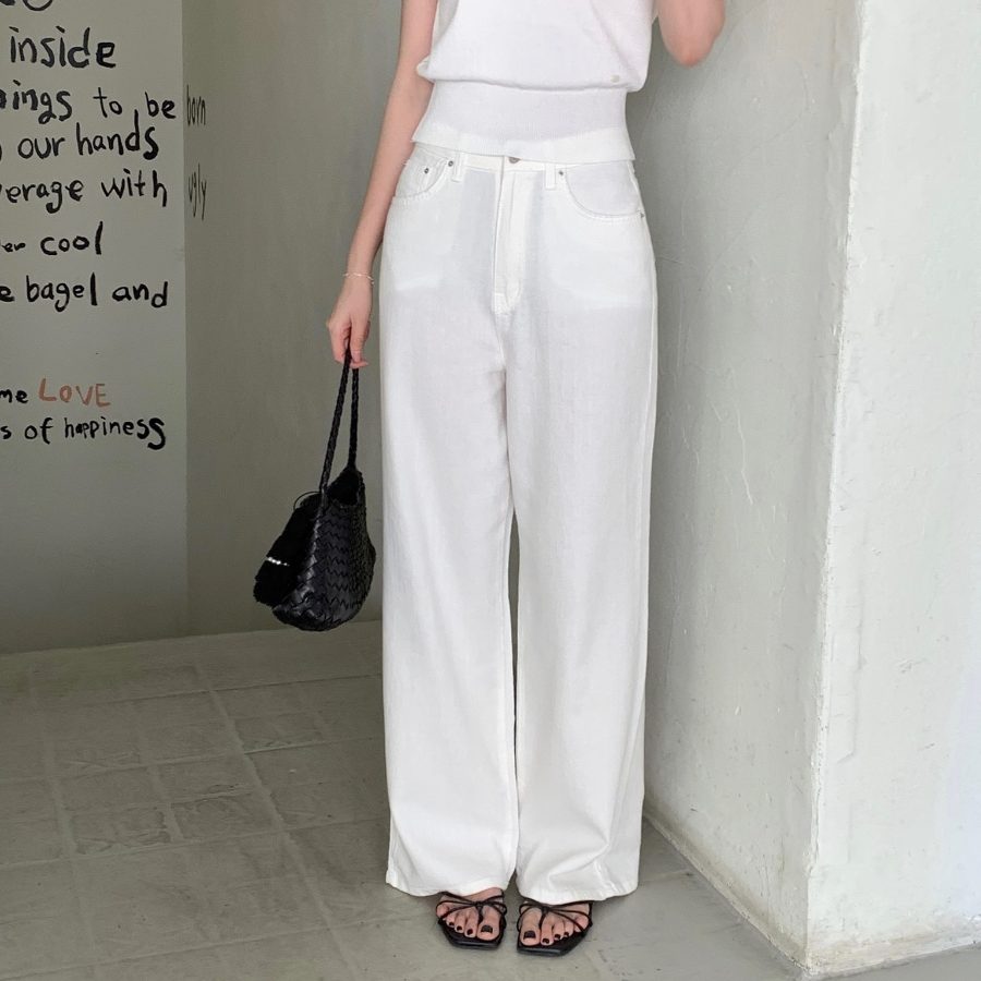 Длинные прямые широкие брюки из льна и хлопка Forum Long Wide Straight Linen Cotton Pants