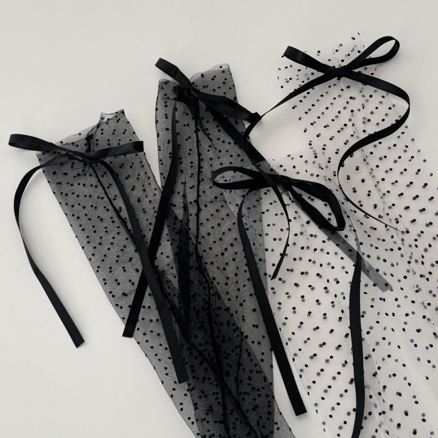 Прозрачные сетчатые носки в горошек с бантом (весна/лето)