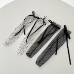 Прозрачные сетчатые носки в горошек с бантом (весна/лето)