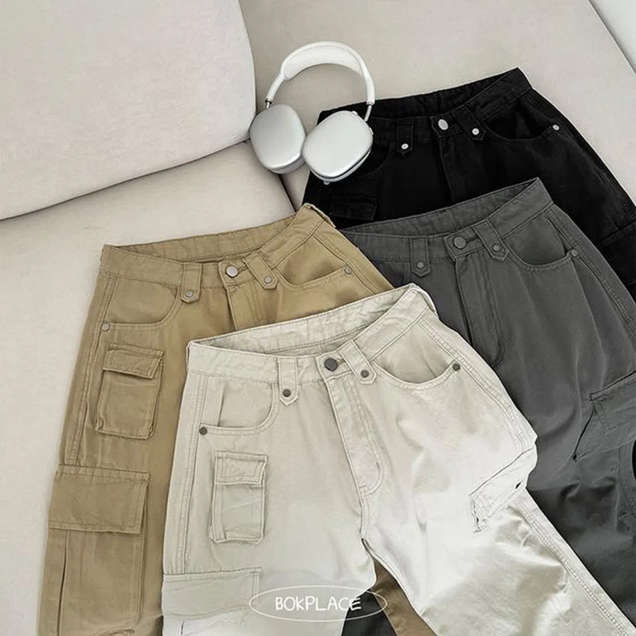 Лёгкие широкие брюки из хлопка с защипами и тремя карманами Vintage 3-Pocket Loose Wide Cotton Pants