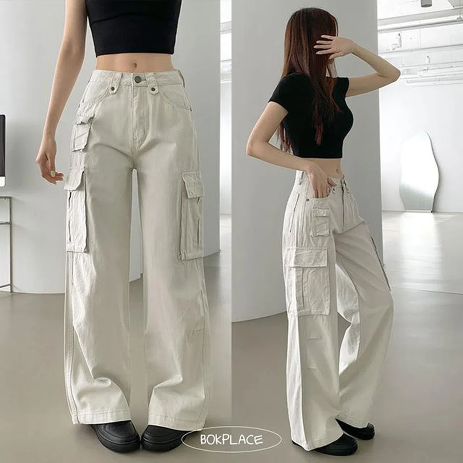 Лёгкие широкие брюки из хлопка с защипами и тремя карманами Vintage 3-Pocket Loose Wide Cotton Pants