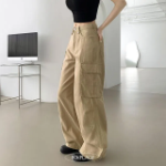 Лёгкие широкие брюки из хлопка с защипами и тремя карманами Vintage 3-Pocket Loose Wide Cotton Pants