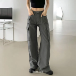 Лёгкие широкие брюки из хлопка с защипами и тремя карманами Vintage 3-Pocket Loose Wide Cotton Pants