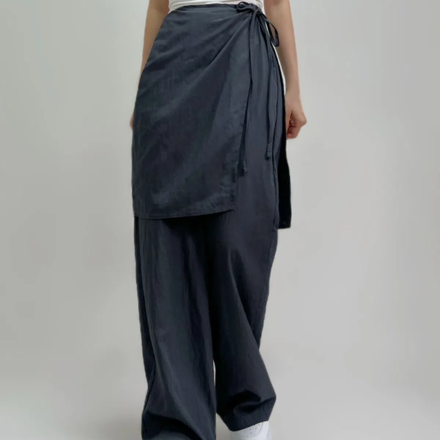 Лёгкие длинные брюки-юбка с эффектом обёртывания Walter Wrap Skirt Wide Pants