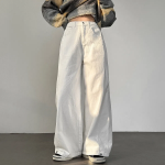 Высокие хлопковые широкие брюки с боковыми защипами и кнопками на штанинах High-Waist Side Pintuck Snap Wide Cotton Pants