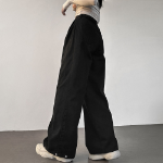 Высокие хлопковые широкие брюки с боковыми защипами и кнопками на штанинах High-Waist Side Pintuck Snap Wide Cotton Pants