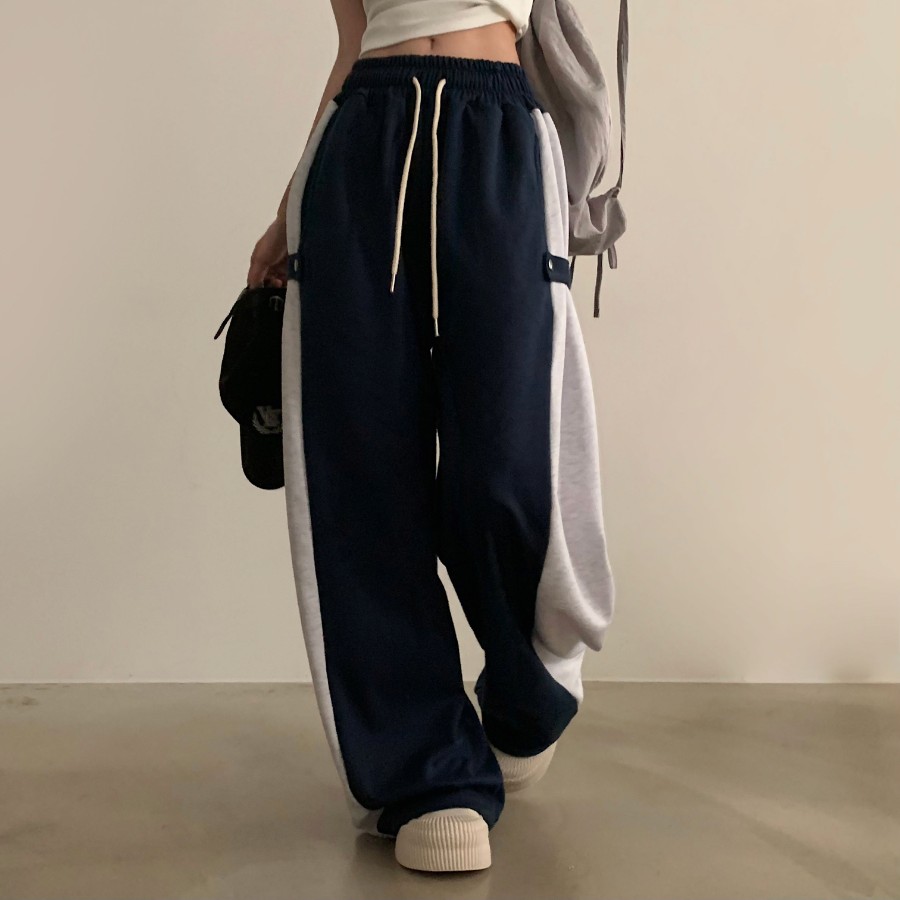 Тренировочные длинные брюки с боковыми кнопками и винтажными деталями Beerble Side Snap Bijo Button Long Wide Training Pants