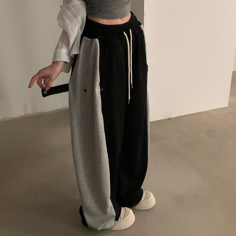 Тренировочные длинные брюки с боковыми кнопками и винтажными деталями Beerble Side Snap Bijo Button Long Wide Training Pants