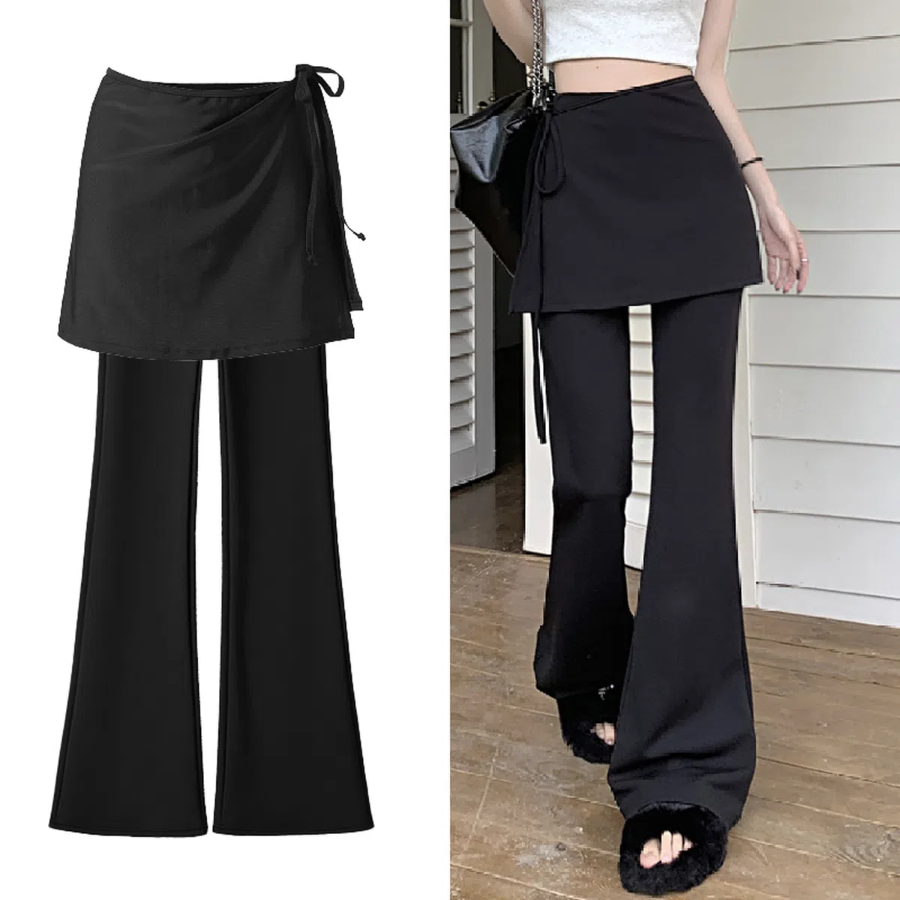 Брюки с расклешённым кроем и асимметричной юбкой-обёрткой Layered Wrap Skirt Bootcut Pants