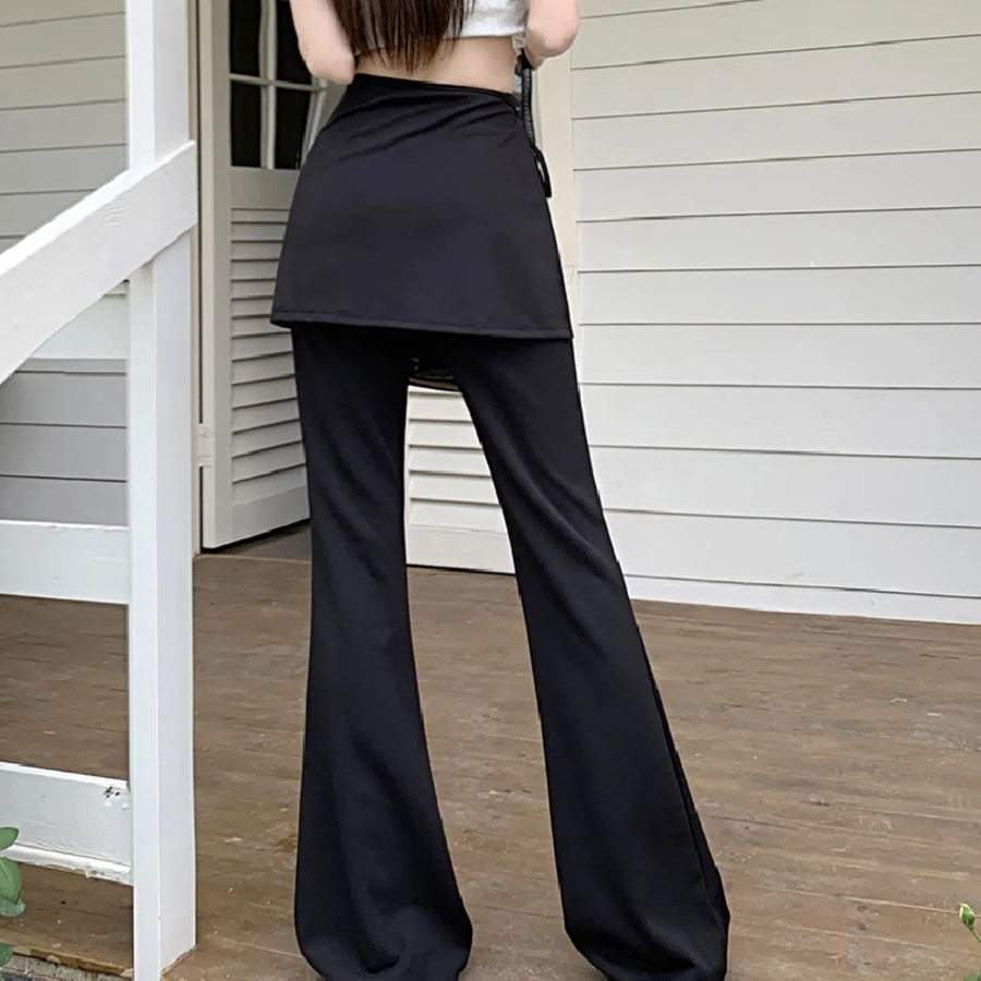 Брюки с расклешённым кроем и асимметричной юбкой-обёрткой Layered Wrap Skirt Bootcut Pants