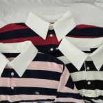 Pendant Unisex Oversized Stripe Collar Short Sleeve T-Shirt