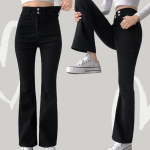 Базовые облегающие хлопковые брюки с пуговицами и лёгким клёшем Basic Semi Bootcut Stretch Cotton Pants