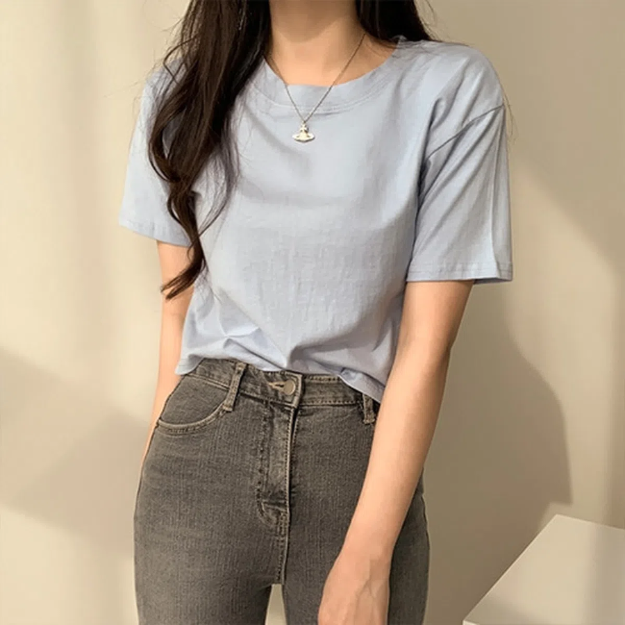 Sherbet Semi-Cropped Short Sleeve T-Shirt