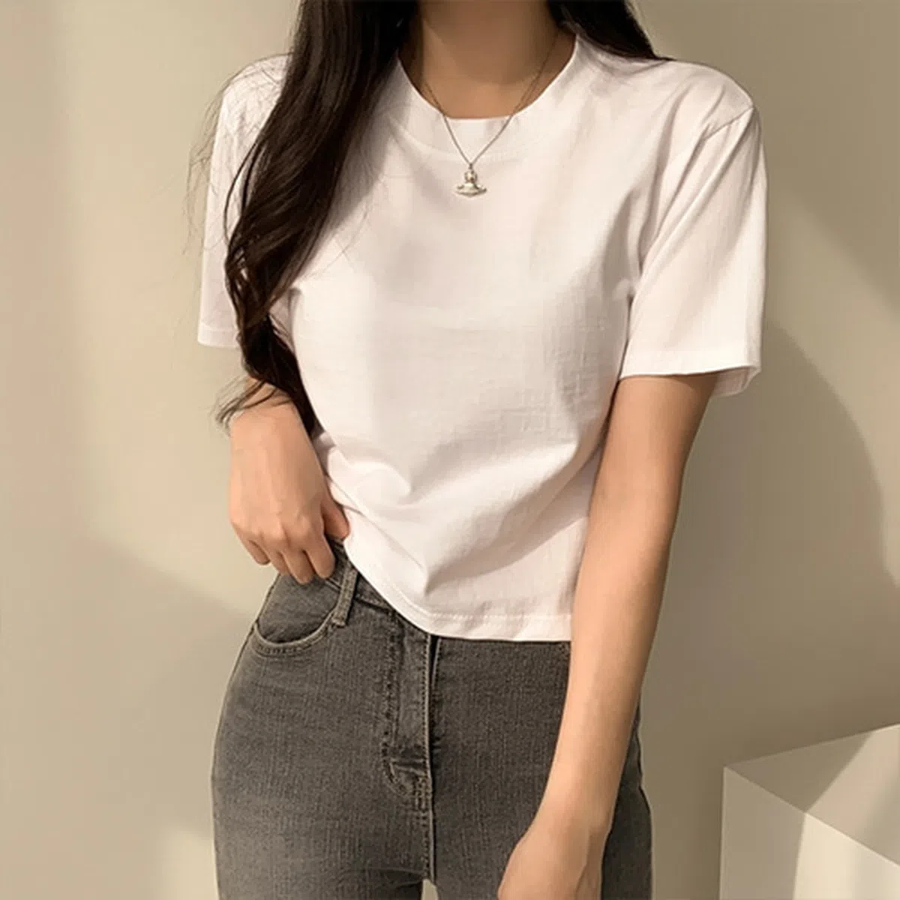 Sherbet Semi-Cropped Short Sleeve T-Shirt