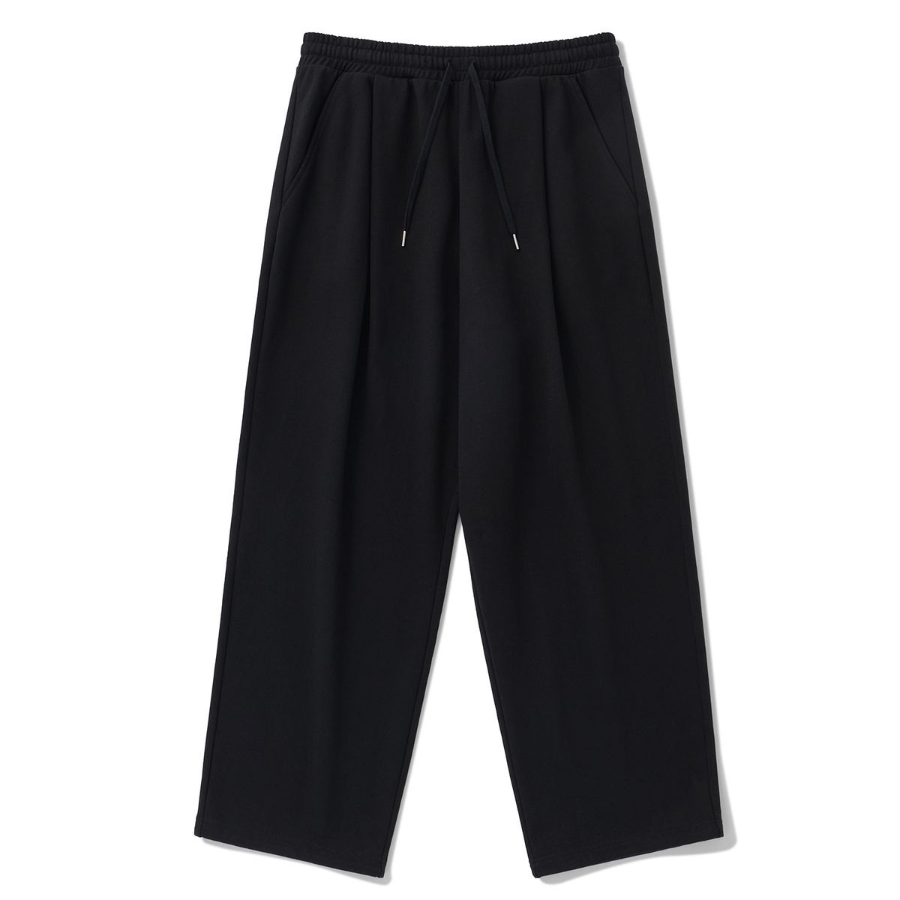 Wide One-Tuck Sweat Pants [Black]
