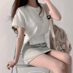 Tipsy Soft Fit Side Slit Button Short Sleeve T-Shirt