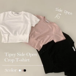Tipsy Soft Fit Side Slit Button Short Sleeve T-Shirt