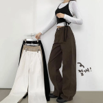 Хлопковые широкие брюки с задними швами и эффектом peach-обработки Back Seam Wide Peach Cotton Pants