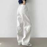 Хлопковые широкие брюки с задними швами и эффектом peach-обработки Back Seam Wide Peach Cotton Pants