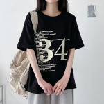 Loosefit 34 Lettering Boxy Short Sleeve T-Shirt