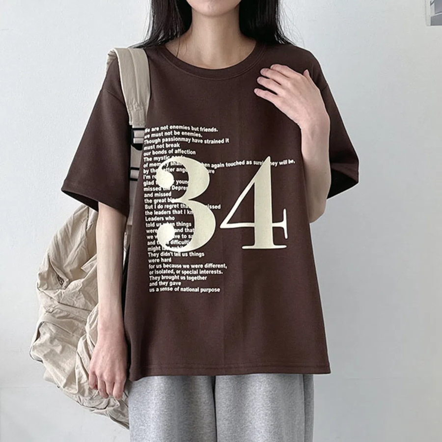 Loosefit 34 Lettering Boxy Short Sleeve T-Shirt