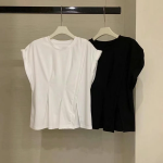 Asymmetric Pintuck Detail Short Sleeve T-Shirt
