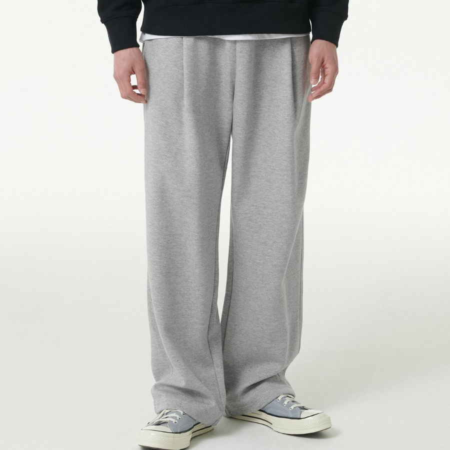 Cooltandard One-Tuck Wide Lounge Sweat Pants [Medium Grey]