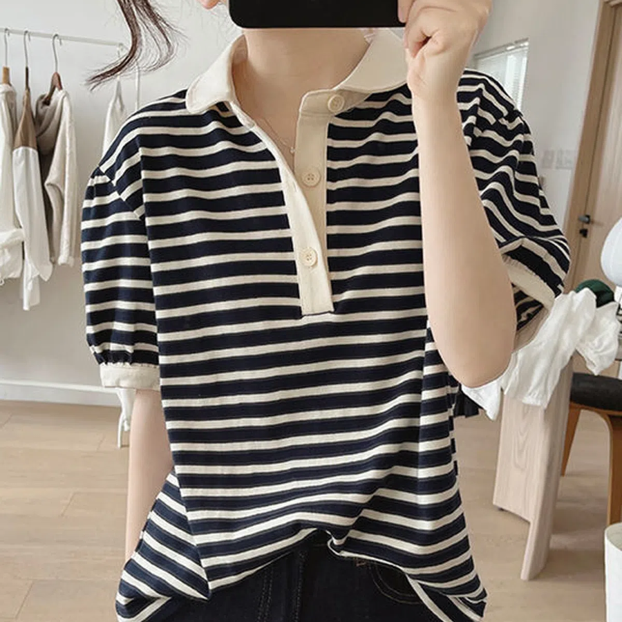 Mallang Striped Collar T-Shirt