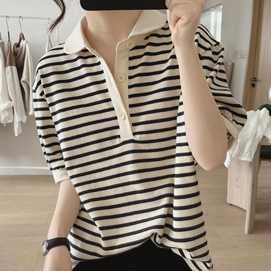 Mallang Striped Collar T-Shirt