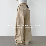 Мега широкие хлопковые брюки с регулируемой талией и кнопками 2-Way Cotton Snap Button Folding Pants
