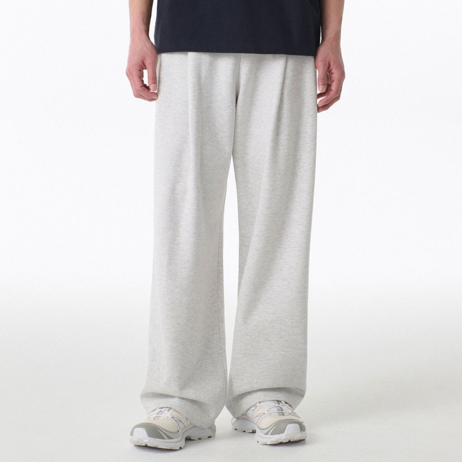 Cooltandard Two-Tuck Wide Lounge Sweat Pants [Melange Light Grey]