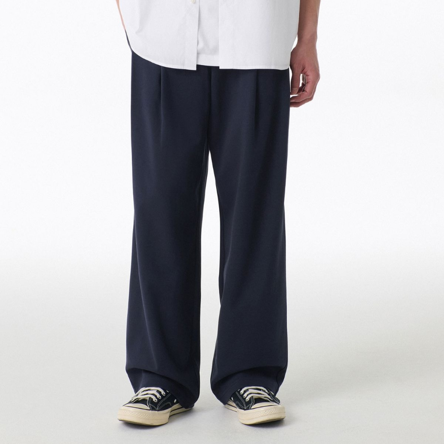 Cooltandard Two-Tuck Wide Lounge Sweat Pants [Navy]