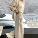 Хлопковые широкие брюки с защипами и боковыми разрезами на кнопках Pin-Tuck Side-Snap Wide Pants