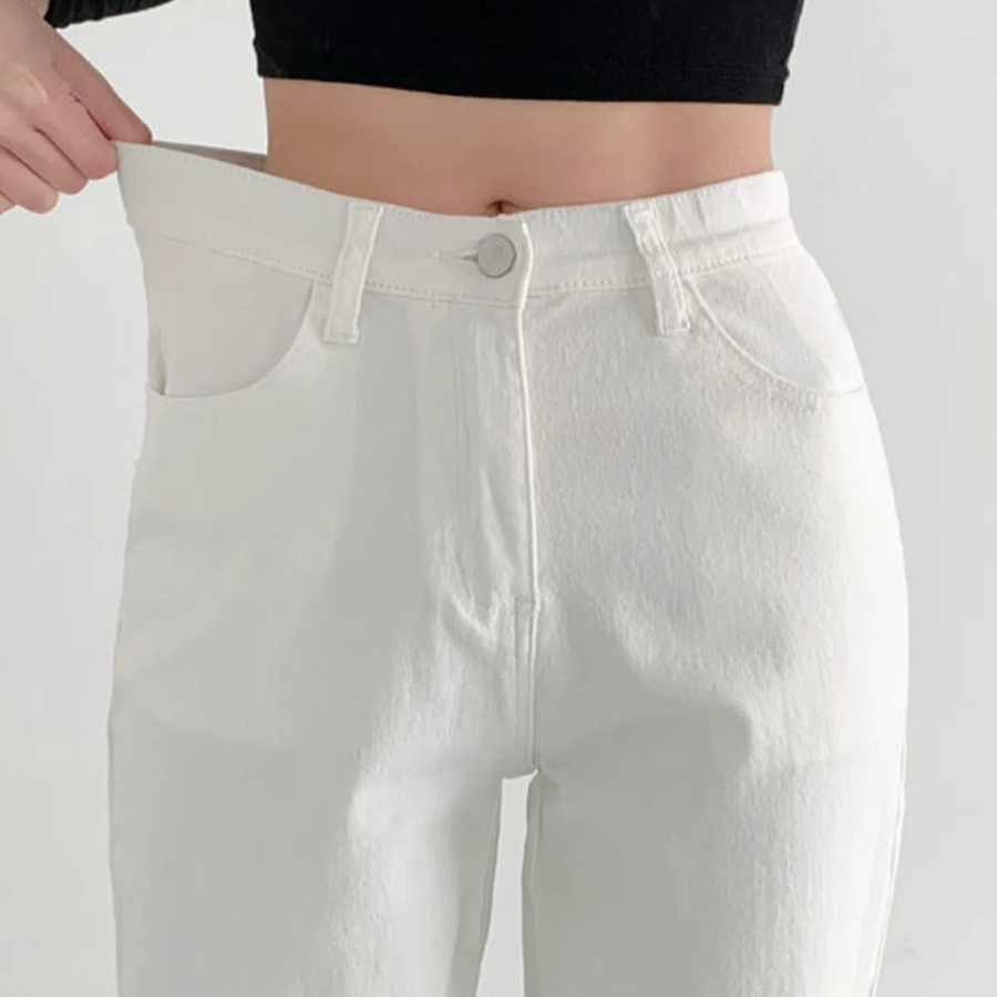 Прямые хлопковые брюки с эффектом тейпер и эластичной талией Tapered Straight Stretch Banding Cotton Pants