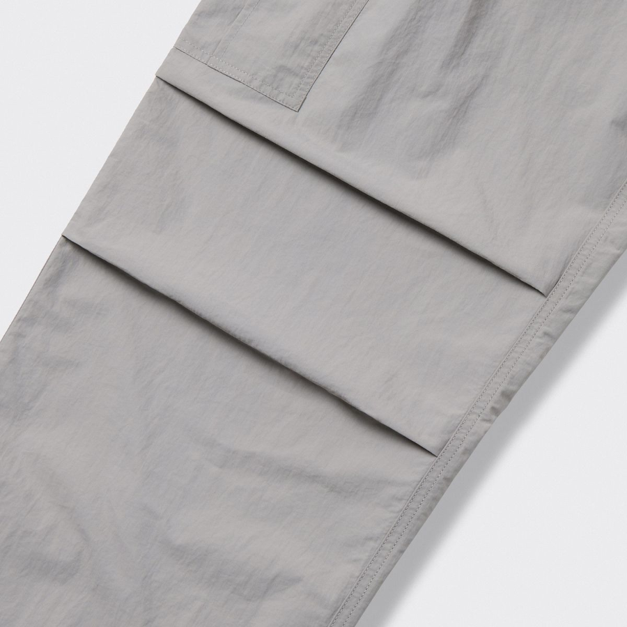 Nylon One-Tuck Parachute Cargo Pants [Light Grey]