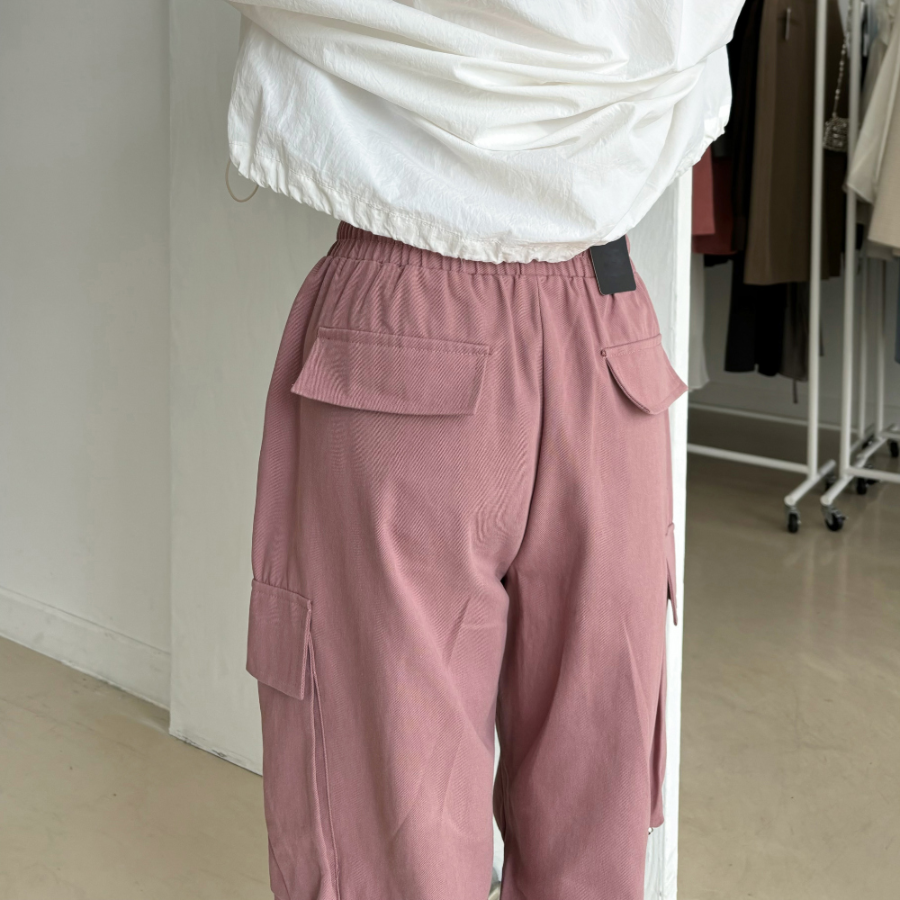 Хлопковые карго-брюки с защипами на коленях и эластичной талией Knee-Tuck String Cargo Wide Cotton Pants