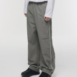 Piping Line Wide Track Pants [Grey]