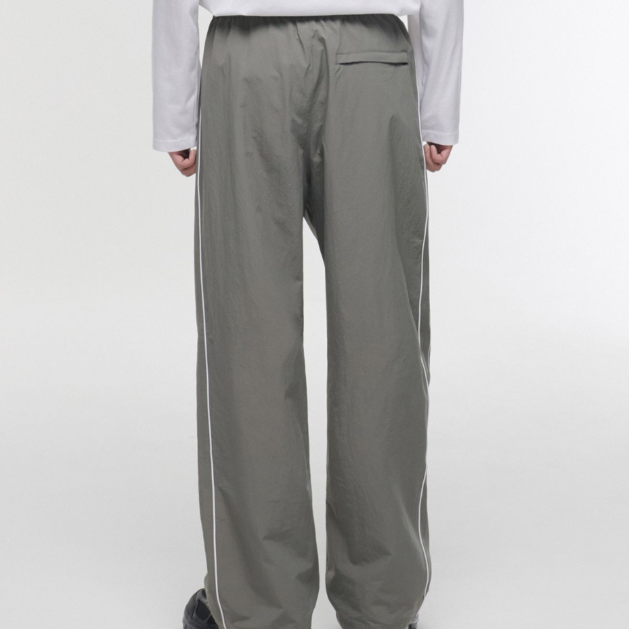 Piping Line Wide Track Pants [Grey]