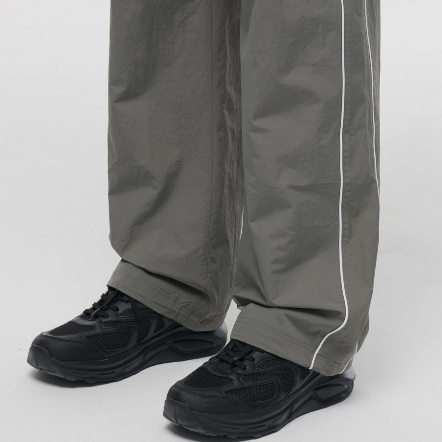 Piping Line Wide Track Pants [Grey]