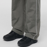 Piping Line Wide Track Pants [Grey]