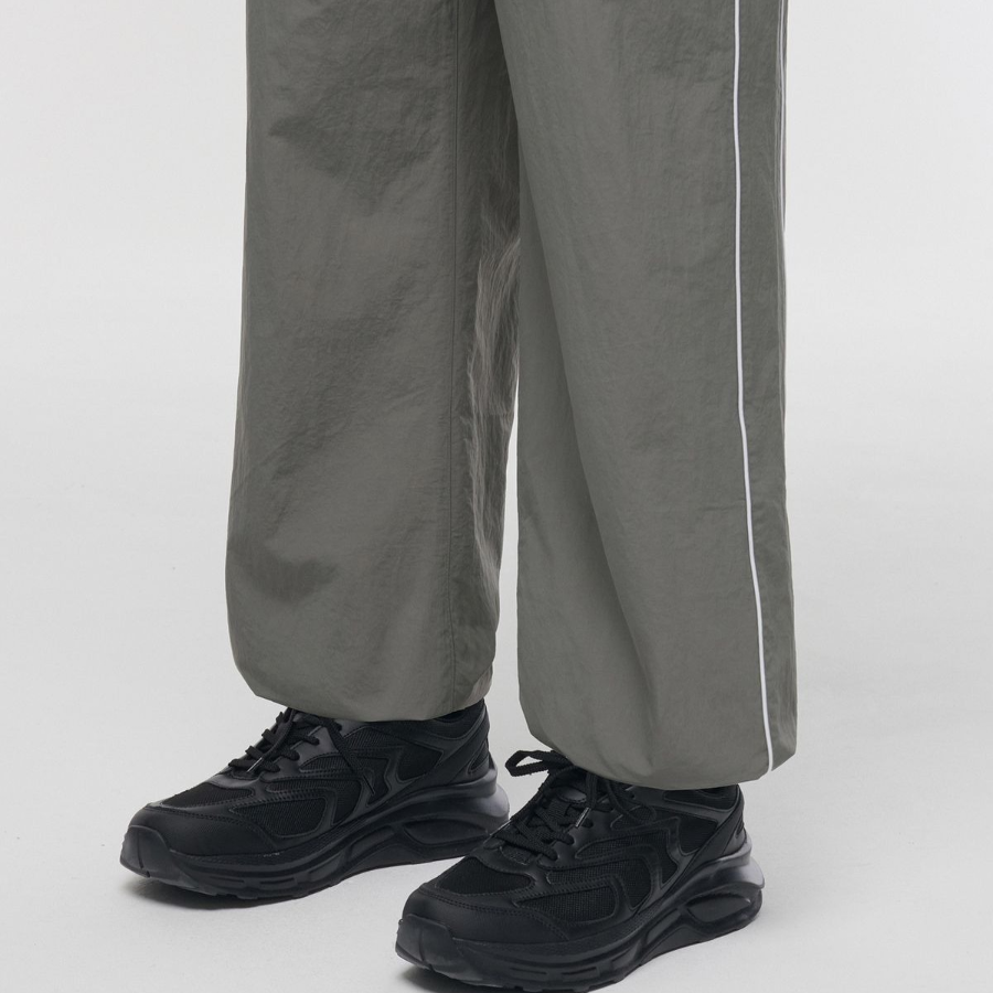 Piping Line Wide Track Pants [Grey]