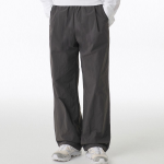 Nylon Crease One-Tuck Wide Banding Pants [Gunmetal]
