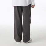 Nylon Crease One-Tuck Wide Banding Pants [Gunmetal]