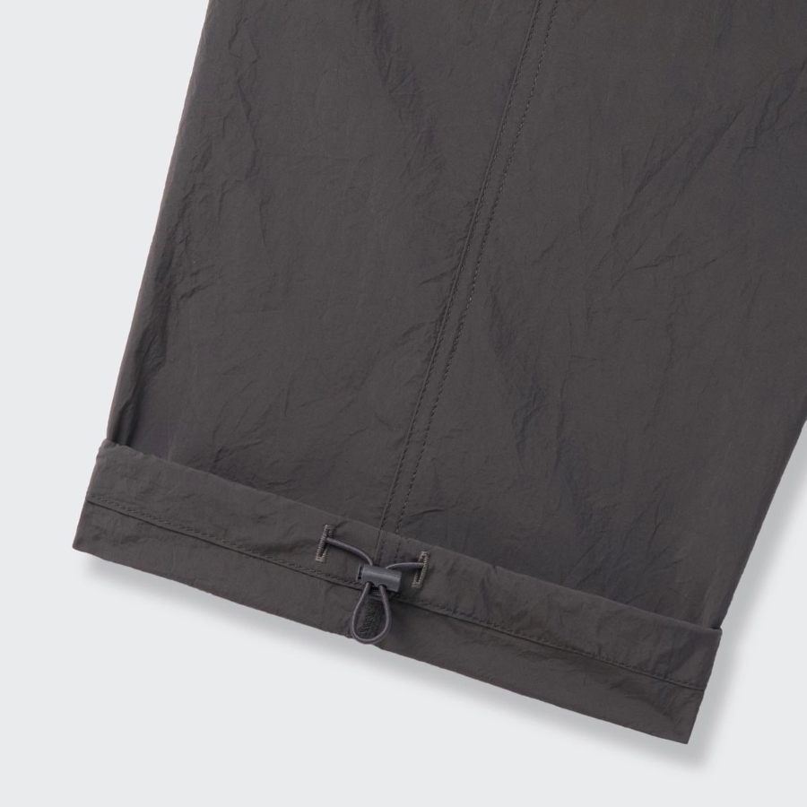 Nylon Crease One-Tuck Wide Banding Pants [Gunmetal]